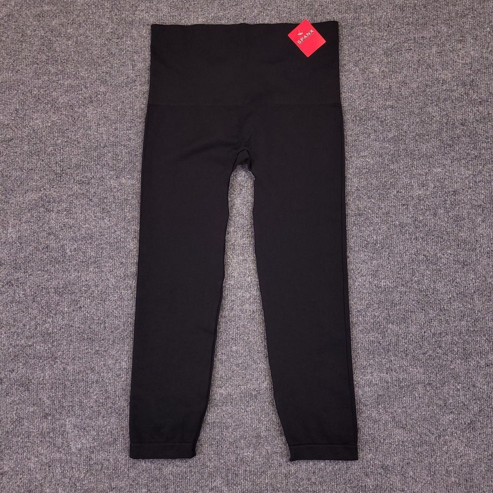 Spanx Cropped Lamb Legging Womens 1X Matte Black Mid Rise Shaping Scultping NWT
